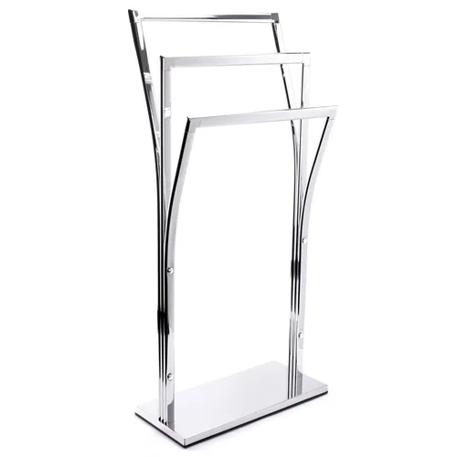 MSV Handtuchständer mit 3 Stangen - Handtuchregal aus verchromtem Metall in Edelstahl-Optik, ideal zum platzsparenden Trocknen von Handtüchern und Kleiderständer für Schlafzimmer. Elegantes Design sorgt für optimale Luftzirkulation und schnelles Trocknen.