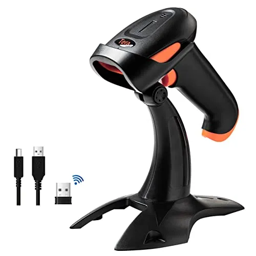 Tera Barcode-Scanner HW0001 - 3-in-1 Wireless 2.4 GHz/Bluetooth/USB - Barcode-Scanner für 1D, 2D und QR-Codes mit 20 Stunden Akkulaufzeit, ideal für Einzelhandel und Logistik. Unterstützt verschiedene Systeme und bietet einen praktischen Automatikmodus.