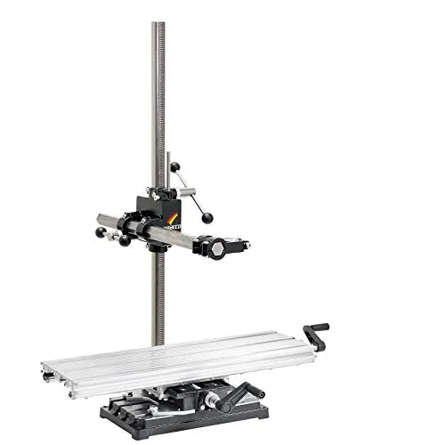 WABECO Bohrständer Fräsständer BF1244 mit 2-Achsen Koordinatentisch K600, 2 Zustellachsen vertikal/horizontal Säule 1000 Ausleger 500 mm Made in Germany