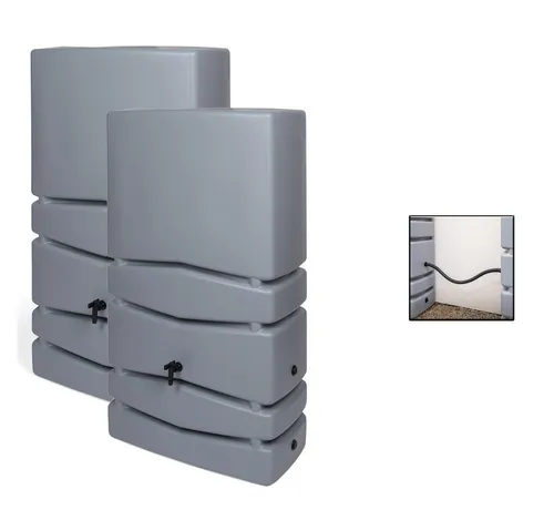 Kreher Aqua Tower 350 Liter - platzsparende Regentonne in Grau/Anthrazit - Regentonne mit 350 l Kapazität, robust und witterungsbeständig. Ideal für kleine Gärten, passt mit nur 30 cm Abstand zur Wand. Nutzen Sie kostenloses Regenwasser für Ihren Garten!