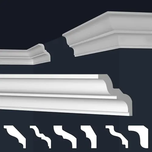 marbet design Stuckleiste E-20, 20 Meter - Elegante Deckenleisten aus XPS Styropor - Deckenleisten aus extrudiertem Polystyrol (XPS) für zeitlose Eleganz in Ihrem Zuhause. Feuchtigkeitsbeständig, einfach zu montieren und individuell farblich gestaltbar.