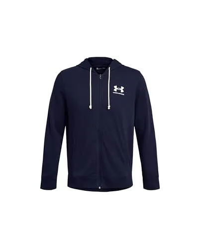 Under Armour Rival Terry LC Full Zip Hoodie - Midnight Navy/Onyx White, L - Herren Pullover & Hoodies für Fitness Studio und Laufsport, aus leichtem French-Terry Material für optimalen Komfort und Schweißableitung, ideal für Training und Freizeit.