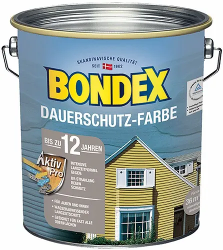 Bondex Dauerschutz-Holzfarbe Schneeweiß 4,00 l - 329892 - Lacke, wetterfeste Holzfarbe für langlebigen Schutz und strahlend weißen Anstrich, ideal für Gartenmöbel und Holzfassaden.