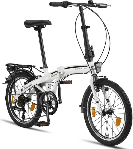 Licorne Bike Klapprad Conseres Premium Falt Bike 20 Zoll - Klapprad in elegantem Weiß/Schwarz, ideal für die Stadt und mit einem zulässigen Gesamtgewicht von 95 kg – perfekt für unterwegs!