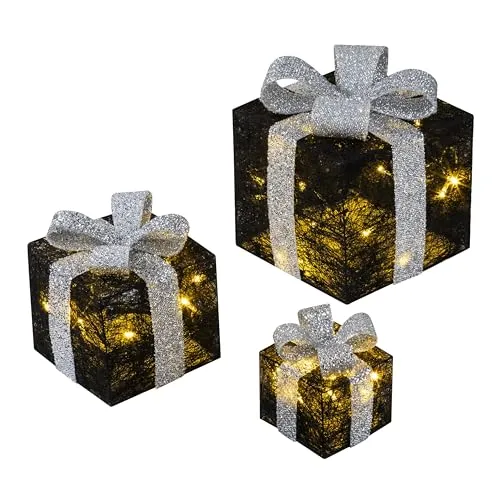 Bambelaa! 3er LED Deko Geschenk Boxen Schwarz-Silber von Bambelaa