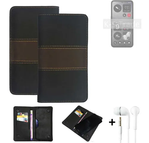 K-S-Trade Handyhülle für Nothing CMF Phone 1, Handyhülle + Kopfhörer Schutzhülle Walletcase Bookstyle Tasche