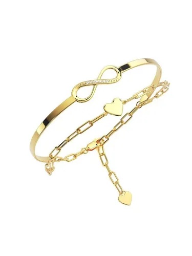 Amoonic Armband Damen Infinity Armband Sterling Silber 925 mit Zirkonia Silberarmband (inkl. Schmucktäschchen), Armband Silber, Gold Rosegold vergoldet Armkette und Armreif in einem