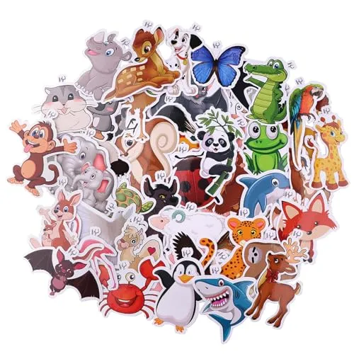 Mistree Tier Aufkleber für Kinder mit Open Etikett, Kinder Könnten Selbst Nutzen, 50 Stück