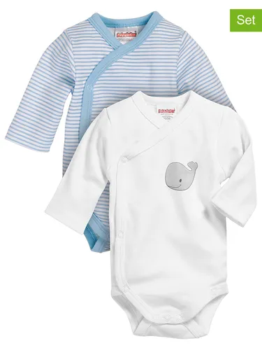 Playshoes 2er-Set: Bodys in Hellblau/ Weiß, Größe 56, Blau/Weiß, Baby