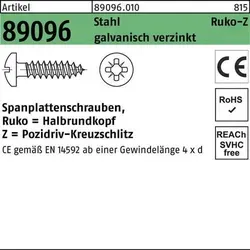 Reyher Spanplattenschraube R 89096 HAKO - 4,5 x 20 mm, Stahl verzinkt - Schrauben für Holzverbindungen, galvanisch verzinkt für optimalen Rostschutz, ideal für Möbelbau und Konstruktionen. Verpackungseinheit: 1000 Stück.