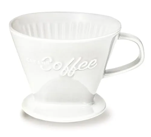 Creano Porzellan Kaffeefilter XXL (Weiß) für Filtertüten Gr. 4 und 6, ca. 800gr Gewicht für extrem sicheren Stand, Achtung schwer, in 6 Farben erhältlich