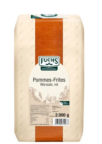 Fuchs Professional Pommes-Frites Würzsalz rot - 2kg - Salze & Gewürzsalze, ideal für knusprige Pommes mit perfektem Geschmack, einfach in der Anwendung und für die Gastronomie geeignet.
