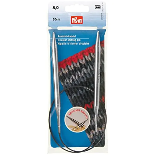 Prym 212212 Rundstricknadeln MS 60 cm 8,00 mm silberfarbig von Prym