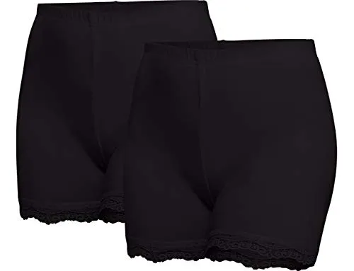 Merry Style Damen Shorts Radlerhose Unterhose Hotpants Kurze Hose Boxershorts aus Viskose 2 Pack MS10-294 (Schwarz/Schwarz(2Pack), M)