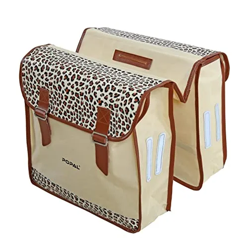 ESTEXO Fahrradtasche Doppel Gepäckträgertasche Tasche Seitentasche Gepäcktasche für Fahrrad Packtasche Leo Beige