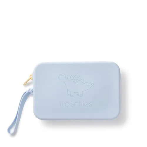 Waschies mittelgroßer Kulturbeutel in Pastellblau – aus BPA-freiem Silikon – waschbar, wiederverwendbar & wasserabweisend – ideal für Hygieneartikel von Babys & Kindern auf Reisen und im Alltag