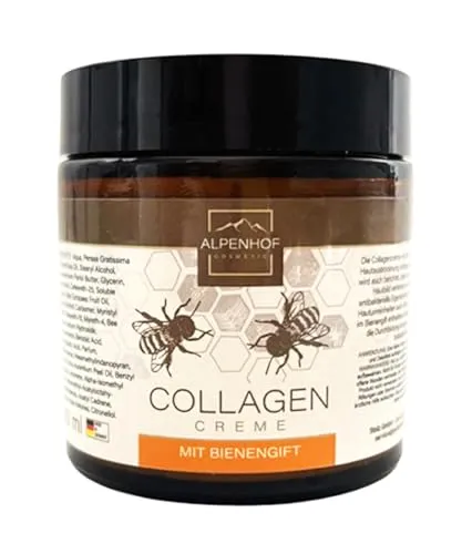 COLLAGEN CREME 100ml mit Bienengift - Pflegende Gesichtscreme für ein geschmeidiges Hautgefühl. Schützt vor Austrocknung und zieht schnell ein. Mit hochwertigen Inhaltsstoffen, ideal für die tägliche Pflege von Gesicht und Dekolleté. Made in Germany, Inhalt: 100 ml, Haltbarkeit: 10 Monate nach Öffnung.