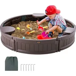 VEVOR Runder Sandkasten aus Holz für Kinder