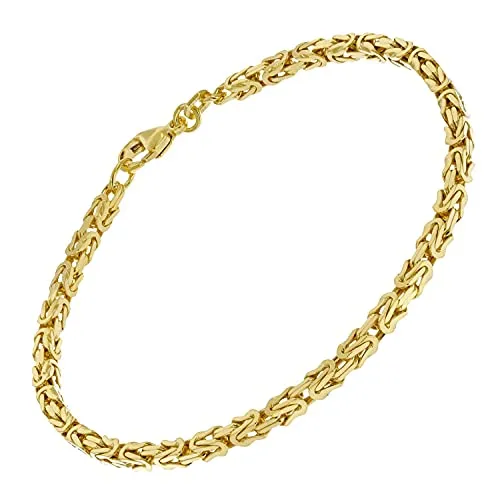 trendor Armband Königskette Silber 925 vergoldet – Eleganter Armschmuck für Damen und Herren - Hochwertiges vergoldetes Silber-Armband aus Sterlingsilber 925 mit Karabiner-Verschluss. Breite 3,2 mm, Made in Germany. Stilvoller Blickfang, ideal als Geschenk für besondere Anlässe.