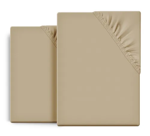 Beautex Spannbettlaken 2er Set Spannbetttuch Bettlaken Premium Baumwolle Jersey 160g/m², Jersey, Gummizug: rundum, (2 Stück)