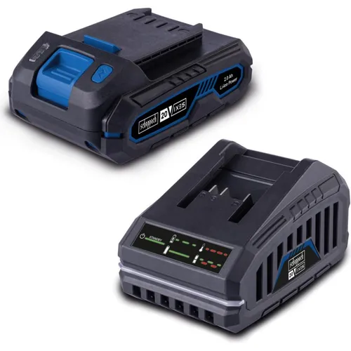 Scheppach Starter-Kit 2.0 SBSK2.0 - 20 V 2,0 Ah Akku und 2,4 A Ladegerät, kabellose Flexibilität für Haus und Garten