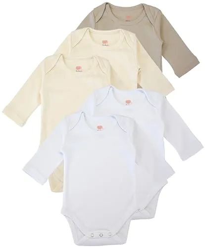 M.M.C. Baby Langarm Body 5er Set - 100% Baumwolle für Jungen, Mädchen und Unisex (Naturfarben, 86 (18 Monate)) - Vielseitiges 5er Set in sanften Farben, ideal für empfindliche Babyhaut. Aus 100% Baumwolle, mit praktischen Druckknöpfen für einfaches Wickeln. Perfekt für den täglichen Komfort Ihres Babys.