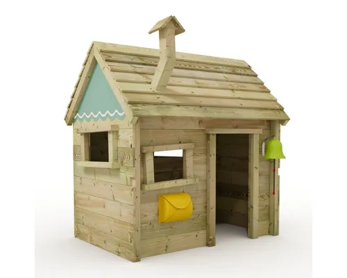 Wickey Spielhaus Inn - Kinderspielhaus aus Holz - Schaukeln: Wetterbeständiges Spielhaus aus kesseldruckimprägniertem Massivholz für kreativen Spielspaß und einfache Montage.