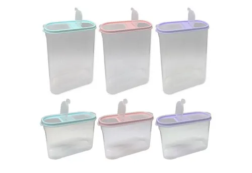 HAC24 Vorratsdose Schüttdose - 6-teiliges Set mit Deckel - Vorratsdosen aus lebensmittelechtem Kunststoff, stapelbar und spülmaschinengeeignet. Ideal zur Aufbewahrung von Lebensmitteln in Pastellfarben.