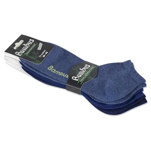 foot-art 6 Paar Viskose Bambus Sneaker Socken ohne Gummidruck bamboo:line – Damen & Herren – atmungsaktiv & weich (DE/NL/SE/PL, Numerisch, 47, 50, Große Größen, Tall, blautöne)