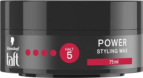 Schwarzkopf TAFT Styling Wax Power (75ml), Haarwax für bis zu 48 Stunden Kraft-Halt, schonend für Haar und Kopfhaut, veganes, Styling-Wax