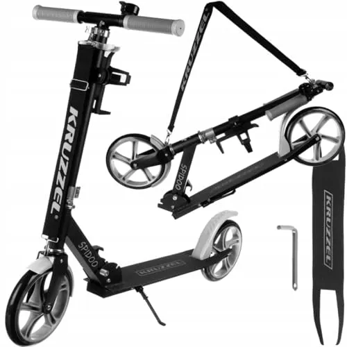 KRUZZEL Klappbarer Kinderroller für 8 Jahre und bis 100 kg - Roller/Kickboards mit 200-mm-Rädern, höhenverstellbarem Lenkrad und Fußbremse – ideal für sicheres Fahren und jahrelangen Spaß!