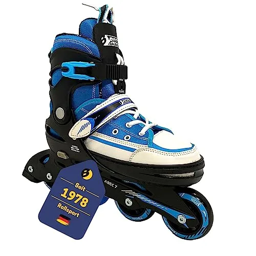 Best Sporting Inline Skates Kinder - Größenverstellbare Rollschuhe für Jugendliche - Inliner für Kinder mit 4-fach verstellbarer Größe, ABEC-7-Kugellager für sanftes Fahren und atmungsaktiven Semi-Soft-Boots für hohen Tragekomfort.