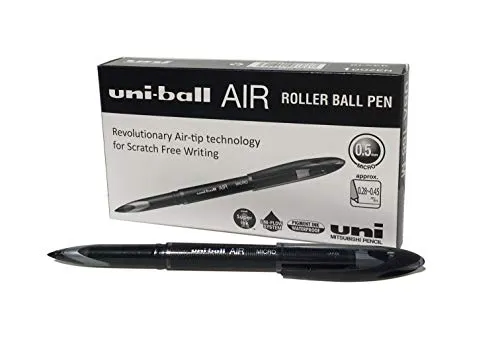 uni-ball 190470000 UB-188-Micro Air Kugelschreiber - 12 Stück, schwarze Super-Tinte, fälschungssicher und ideal für präzises Schreiben