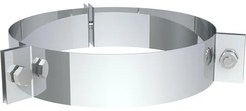Jeremias DW-ECO 2.0 Edelstahl Abgassystem 130mm 3-Punkt Abspannschelle - Edelstahl-Seilschelle für stabile Abspannung Ihres Schornsteins. Sichert zuverlässig gegen Windlasten und ermöglicht einfache Montage mit drei Seil-Anschlüssen. Ideal für Außenwandmontage.