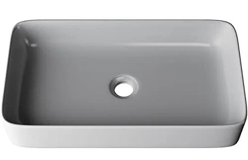 Waschbecken24 | Kleines Waschbecken Gäste WC - Platzsparendes Design | Handwaschbecken Für Waschtisch Badezimmer Gäste-WC (60x34x11cm, Weiß / A97GAM)