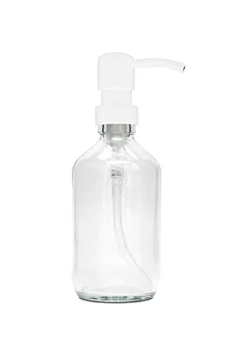 A Good Smile DIY Glas Seifenspender Edelstahlspender 250ml mit Aufkleber zum selbst gestalten Klarglas/Weiß