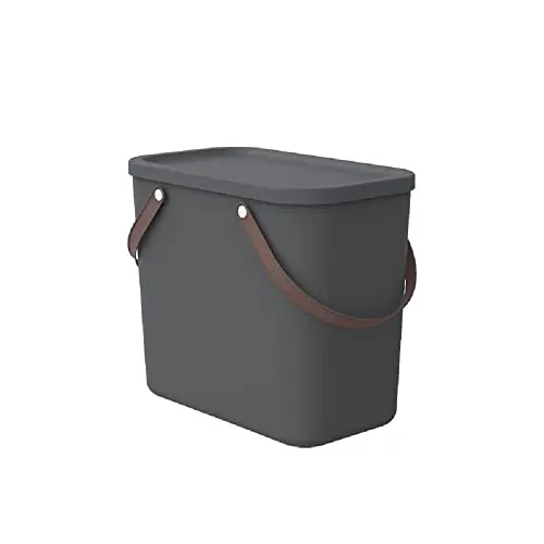 Rotho Albula Aufbewahrungsbox 25l mit Deckel, Kunststoff (PP recycelt), anthrazit, 25l (40.0 x 23.5 x 34.0 cm)