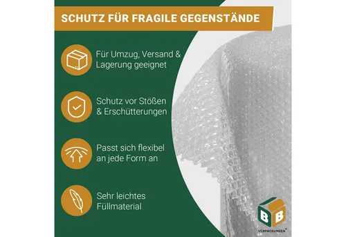 BB-Verpackungen Schutzfolie Luftpolsterfolie (0,5 x 50 m) 3-lagig 75 my, (2-St), 3-lagig, 0,5 x 50 m, 75my