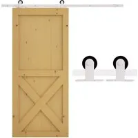 HOMCOM Schiebetür-Beschlagsatz Kohlenstoffstahl 183L x 4B x 0,6H cm Weiß