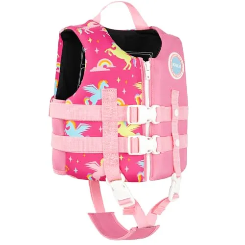 Boglia Kinder Schwimmweste Kleinkind Schwimmweste Schwimmweste mit verstellbarem Sicherheitsgurt, Schwimmwesten für Alter 1-9 Jahre/18-77Lbs
