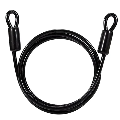GUNGY Schlaufenkabel Stahlseil mit Ösen Sicherheitskabel 2M Lang 8mm Stärke mit Kunststoff Ummantelt für Kabelschloss Fahrradanhänger Schwarz