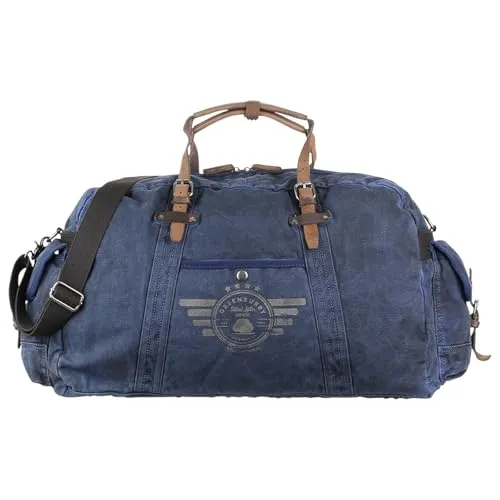 Greenburry Vintage Aviator Weekender Reisetasche 65 cm - Rustikale Reisetasche aus gewaschenem Canvas mit Lederdetails, ideal für Abenteuerreisen mit praktischer Fronttasche.