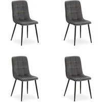 Homestyle4u 2328 Polsterstühle Samt 4er Set in Grau