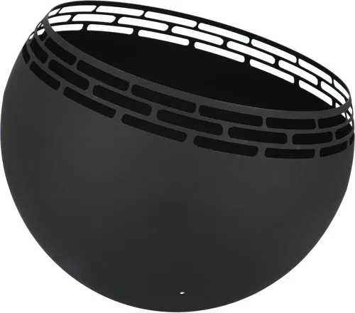 esschert design Feuerstelle Kugel Streifen Schwarz - Feuerstelle aus robustem Stahl mit stilvollem Streifendesign, ideal für gemütliche Abende im Garten oder auf der Terrasse.