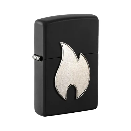 Zippo Benzin-Feuerzeug schwarz mit BIG Flame Emblem - Elegantes, unbefülltes Feuerzeug in schwarz mit auffälligem BIG Flame Emblem. Ideal für Sammler und den täglichen Gebrauch.