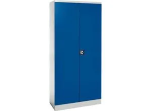 Stahlschrank, Zylinderschloss, B 916 x T 422 x H 1950 mm, lichtgrau RAL 7035/enzianblau RAL 5010