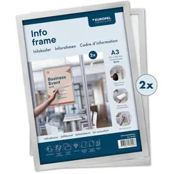 Inforahmen Europel / Selbstklebend Set 2 Stück A3 silber, 196000