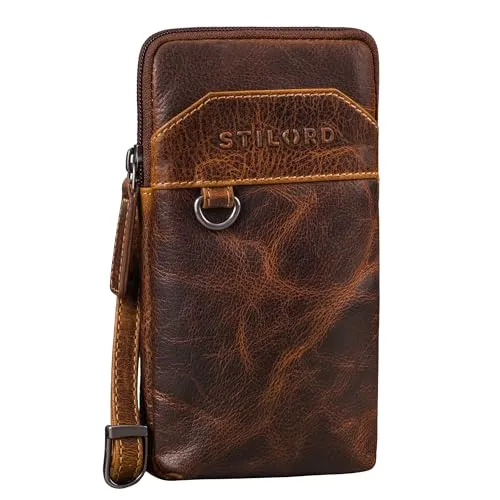STILORD 'Tyrell' Brusttasche Herren Leder Schultertasche mit Gürtelschlaufe Handytasche zum Umhängen Brustbeutel Crossbody Bag Vintage Gürteltasche, Farbe:luino - braun