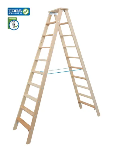 KRAUSE STABILO Stufen-Doppelleiter Holz / 2x10 Stufen / gemäß TRBS 2121-2 - Art-Nr: 818461