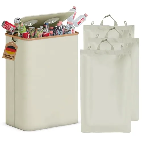 Adeldream 140L Pfandflaschen Sammelbehälter - Aufbewahrungsbehälter mit Deckel, 140L Volumen für einfache Sortierung und Geruchsblockierung, ideal für Küche und Abstellraum, nachhaltig und praktisch mit abnehmbarem Tragebeutel.